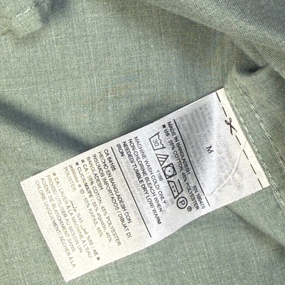 Old Navy Womens Slim Fit Button Down Shirt Sage Green Cotton Blend Size Medium - Picture 4 of 6